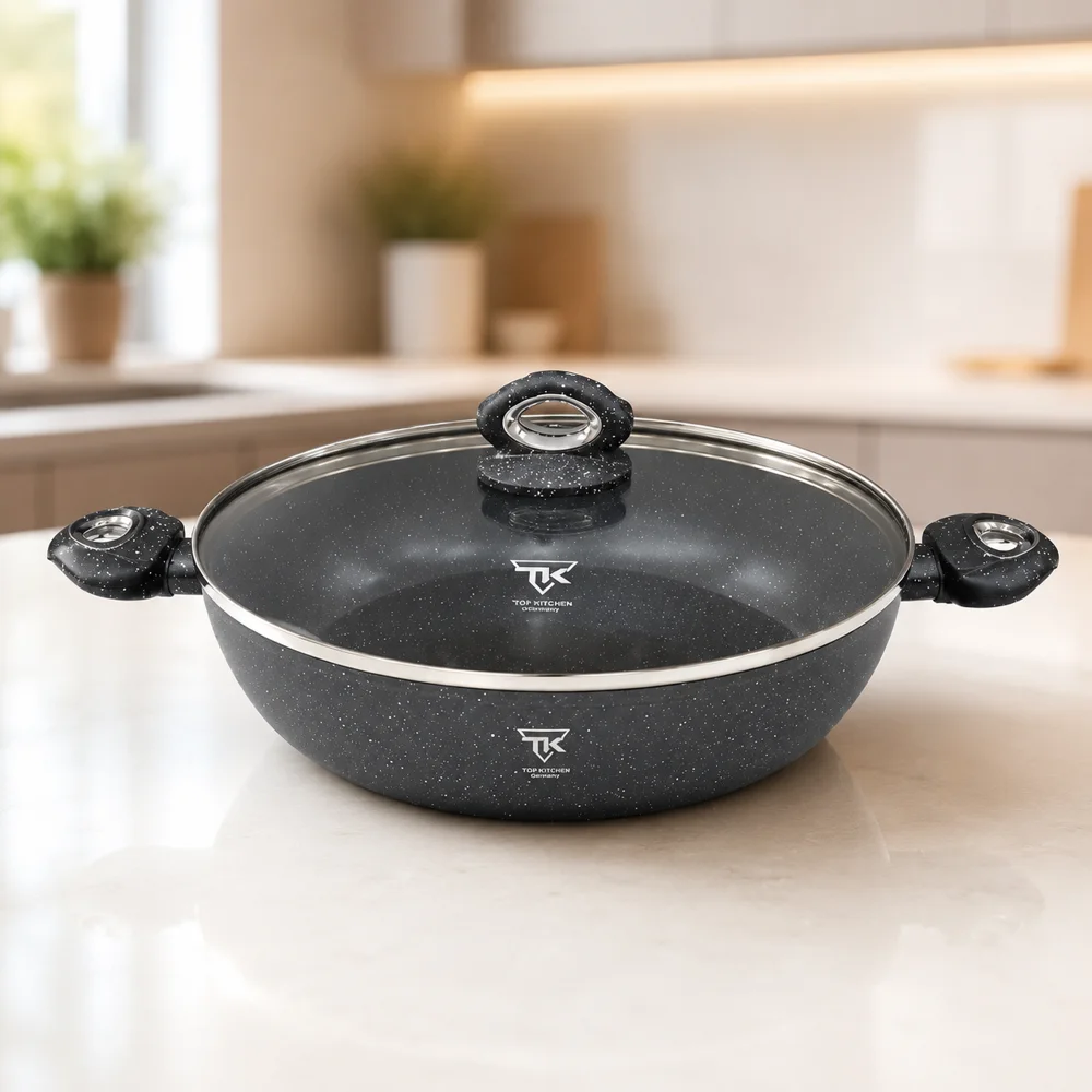 Сотейник-казан с мраморным антипригарным покрытием Top Kitchen TK00095 5л 32см + крышка